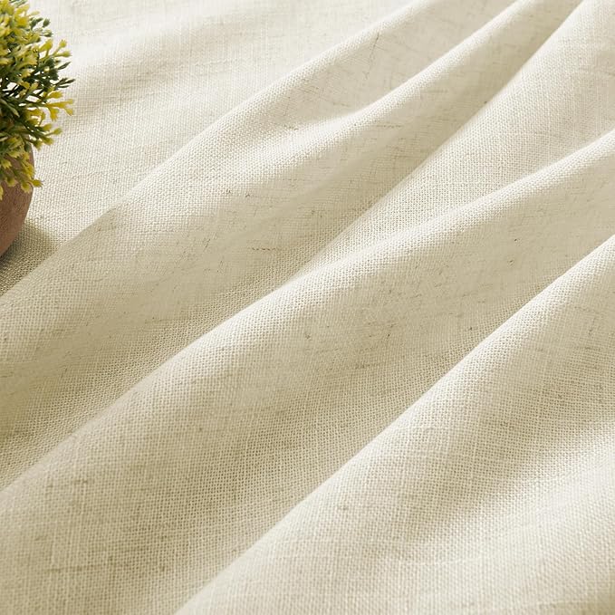 Joydeco Linen Curtains 90 Inch Length 2 Panel Sets,Light Filtering Curtains for Bedroom 100 Inch Wide Living Room Drapes with Back Tabs & Rod Pockets (W100 x L90 Inch, Linen)