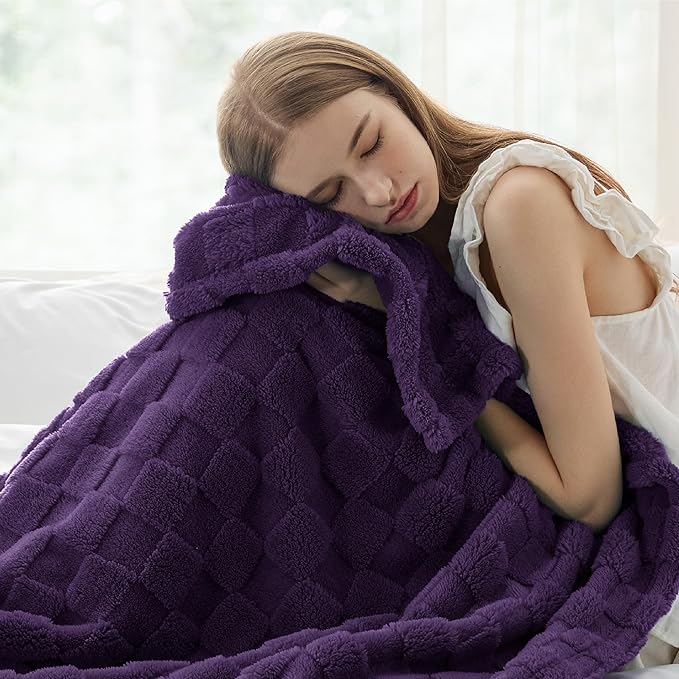 Bedsure GentleSoft Twin Blanket for Bed Purple - Super Soft Cozy Blankets for Women Men Girls, Cute Fuzzy Fleece Throws for Bedroom Couch, 60x80 Inches