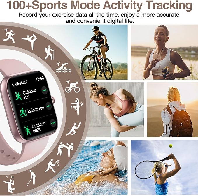 Smart Watch for Women Men with Bluetooth Call, Alexa Built-in Smartwatch, 1.83"DIY Dial Fitness Watch with Sleep Heart Rate Monitor, 110+ Sport Modes, IP68 Waterproof Watch Compatible with Android iOS
