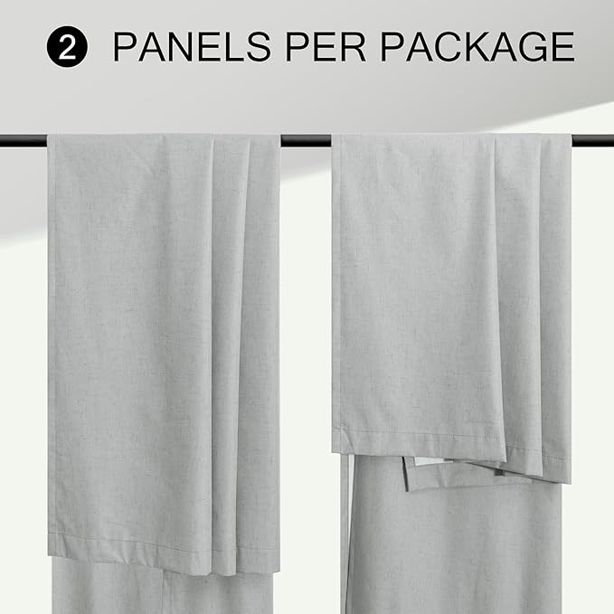 Light Grey Living Room Blackout Curtains 63 Inch Length 2 Panel Modern Farmhouse Dove Gray Black Out Curtains Linen Thermal Insulated Dining Room Darkening Long Drapes for Bedroom Bay Window Kitchen