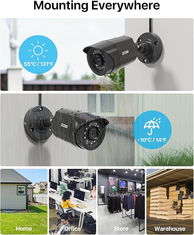 ZOSI 8CH 3K Lite Home Security Camera System with AI Human/Vehicle Detection,8-Channel Surveillance CCTV DVR,8pcs 1080p Weatherproof Outdoor Indoor Camera,Night Vision,Remote Access,No Hard Drive