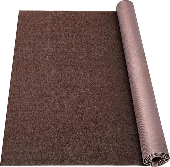Marine 6 FT x 18 FT Brown Indoor/Outdoor Rug 0.2" Thick - Boat Carpet with Water-Proof TPE Backing, Non-Slide for Home, Patio, Porch, Deck