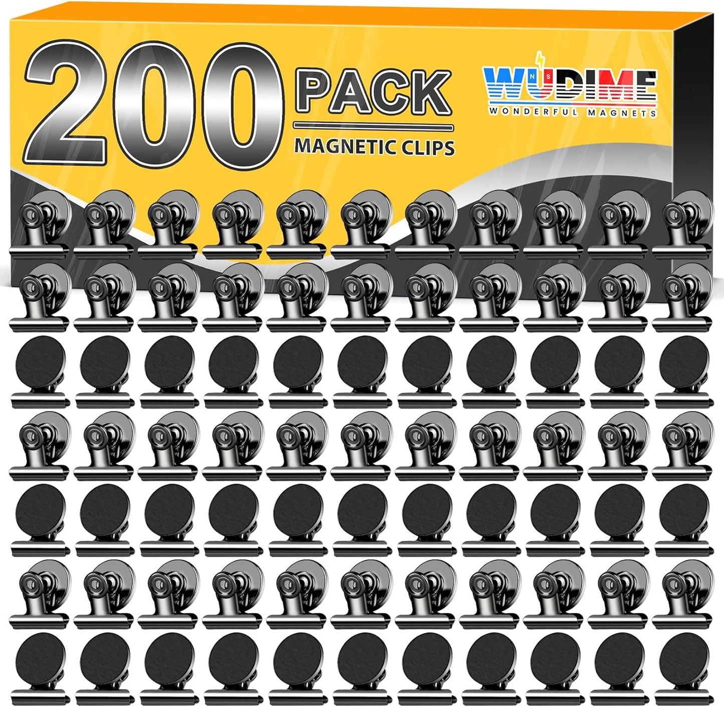 200 Pack Magnetic Clips Heavy Duty, Fridge Magnets Refrigerator Magnets, Magnet Clips for Whiteboard, Clip Magnets for List Display Paper Fasteners on Home, Office,Classroom (Black)