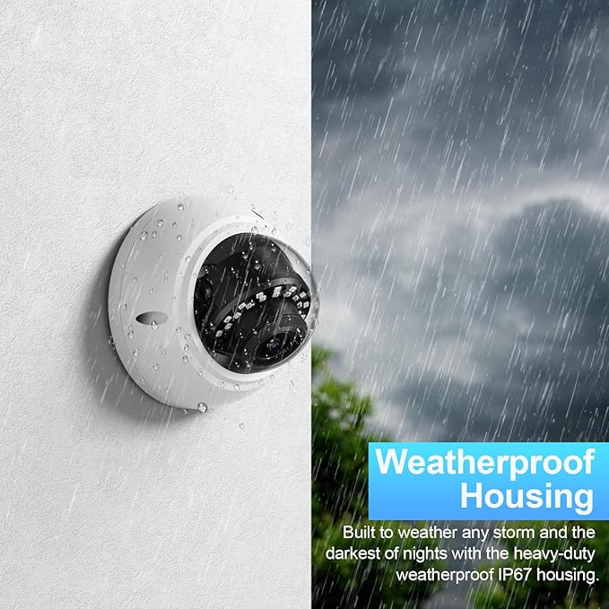 PoE Camera 5MP, Vandal-Proof Dome Security Surveillance Camera Outdoor IP67, Built-in Mic, 2.8mm Lens Wide Angle 110°, Smart Motion Detection, Night Vision 100ft, No PT Supported. IND5GR56A