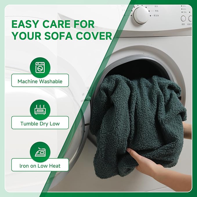 Couch Cushion Covers for Sectional Sofa, Stretch Soft Sofa Slipcovers Washable Wear-Resistant Universal Furniture Protector for Living Room(2 Seaters Covers, Green)