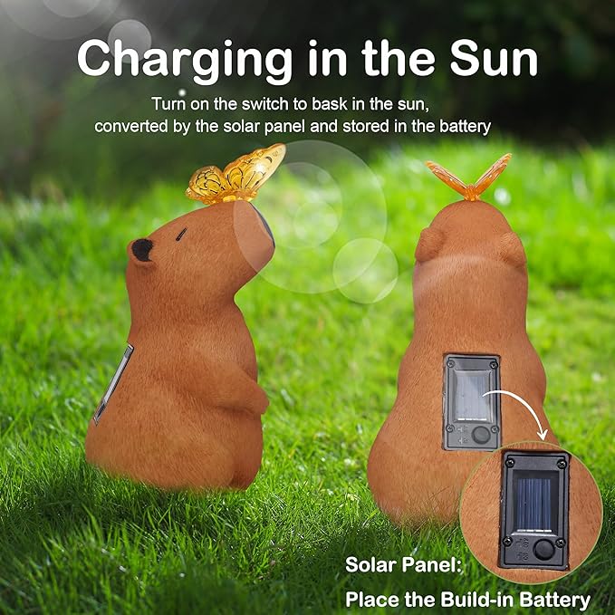 Attivolife Garden Solar Outdoor Statues Capybara Light, Outside & 7 Color Change Lamp, Patio Easter Ornament for Lawn Balcony Porch Yard Art Decor, for Mom Grandma