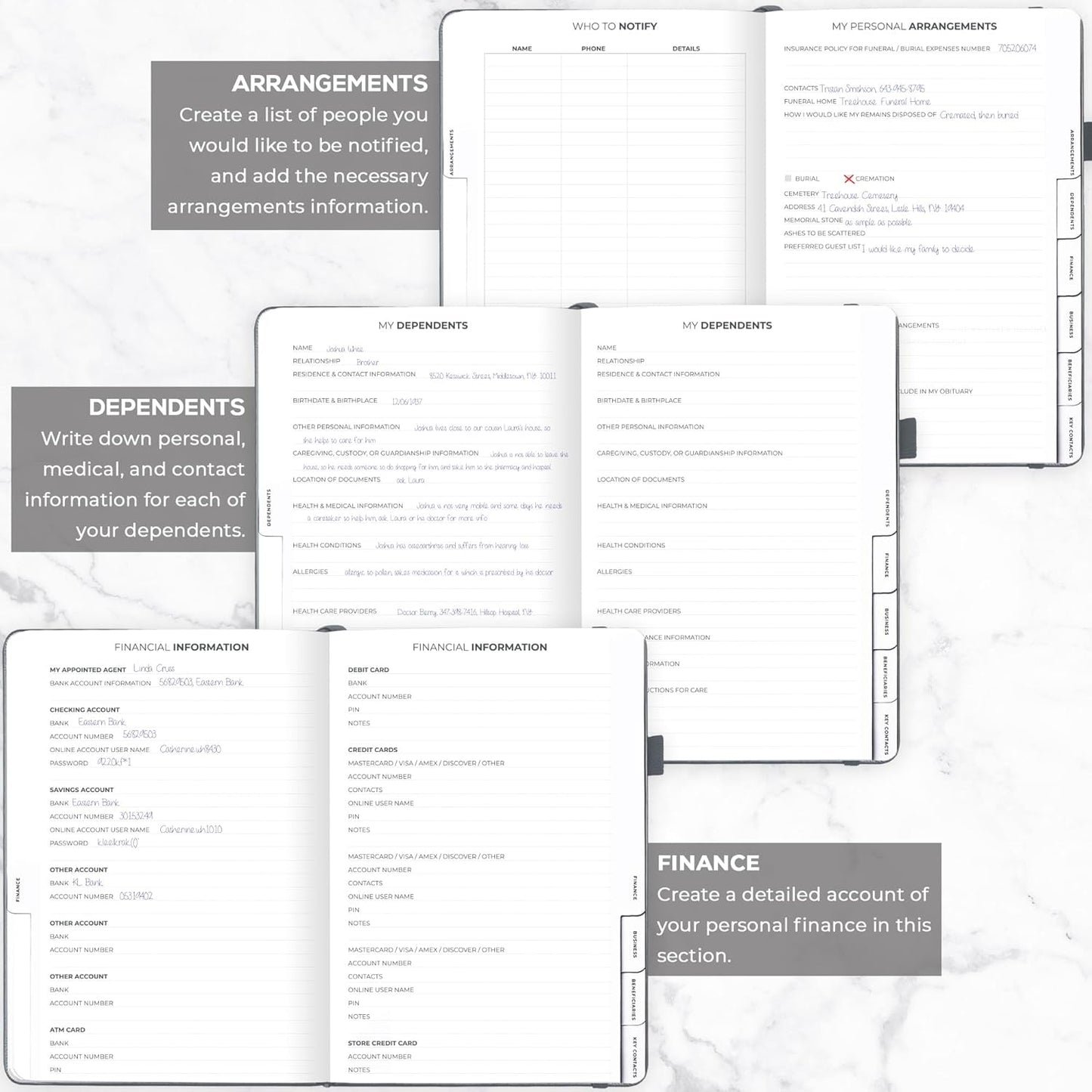 Clever Fox End of Life Planner – Final Arrangements Organizer for Beneficiary, Will Preparation, Last Wishes & Funeral Planning, A4 (Silver Black)