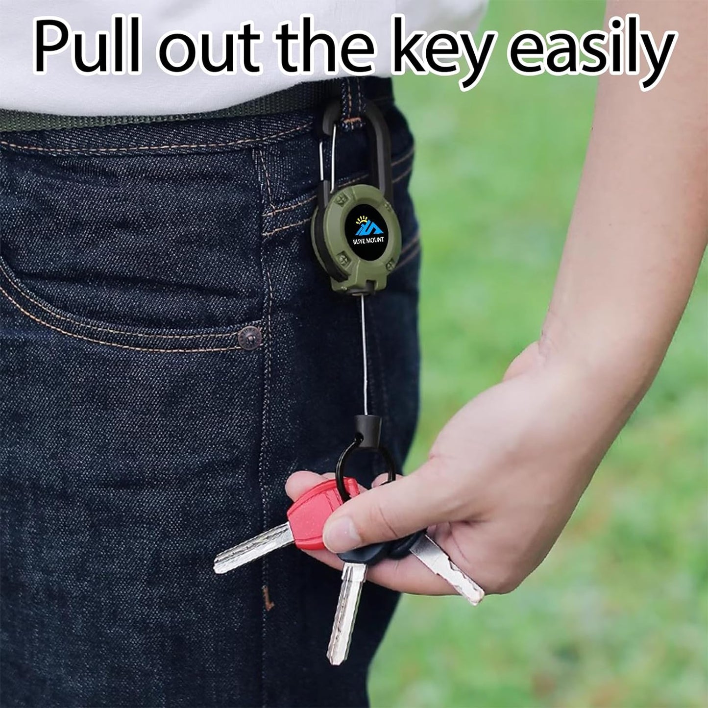Retractable Keychain Heavy Duty 2Pack, Multitool Carabiner Badge Holder, Retractable Keychain Clip Id Holder, Upgraded 58cm Stainless Steel Cord White