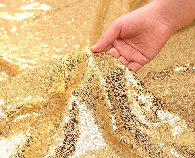 SquarePie Sequin Tablecloth 50 x 72 Inch Gold Sparkly Table Cloth for Wedding Party