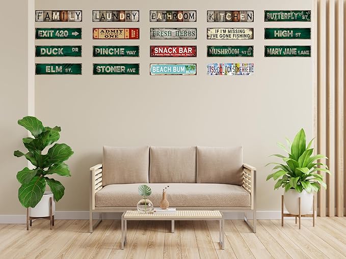 Vintage Tin Sign Retro Metal Butterfly Street Signs Stylish Wall Art Plaques for Home Decor Bathroom Kitchen House and Gothic Wall Decor or as a Unique Poster 16x4 in