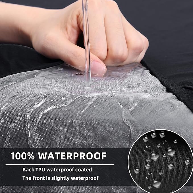 hyha Waterproof Couch Cushion Covers, Stretch Sofa Couch Seat Slipcover for Dog Washable, Non-Slip Waterproof Outdoor Cushion Covers for Patio Furniture Replacement (1 Piece for Medium, Black)