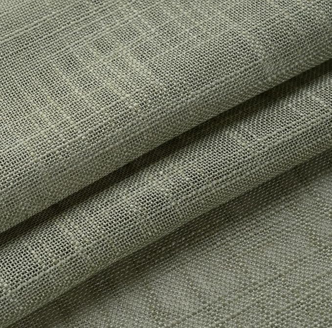 MIUCO Semi Sheer Curtains Poly Linen Textured Solid Grommet Curtains 95 Inches Long for Bedroom 2 Panels (2 x 37 Wide x 95" Long) Sage