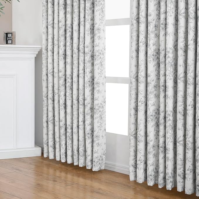 Pinch Pleated Vintage Floral Curtains - Room Darkening Drapes for Bedroom Living Room.2 Panels,150 Inches Wide 90 Inches Long