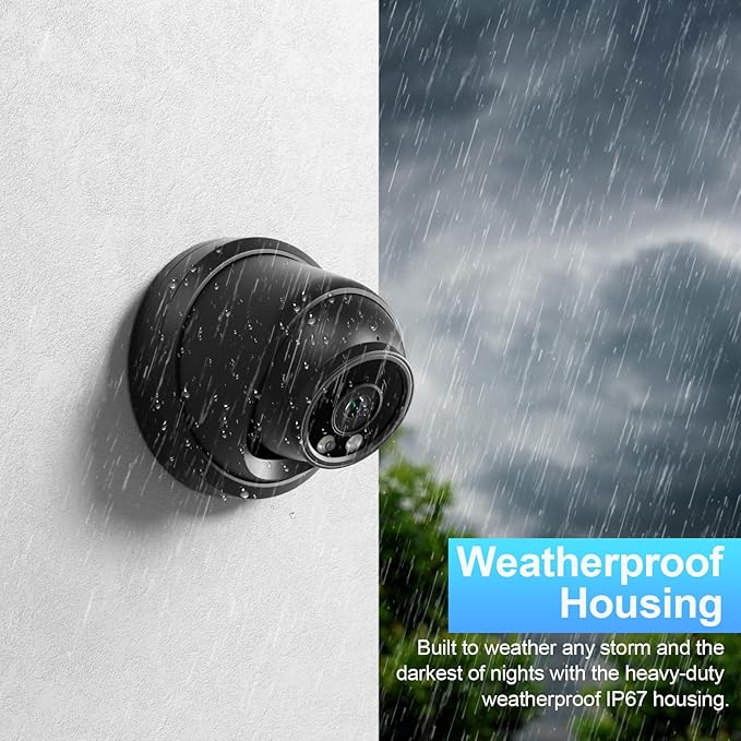 4MP Dome PoE Camera, Outdoor Indoor Security IP Camera, Human/Vehicle Detection, Waterproof IP67, 2.8mm Lens with Wide Angle 110°, Night Vision 100ft, Built-in Mic, IND4FR97A-B (Black)