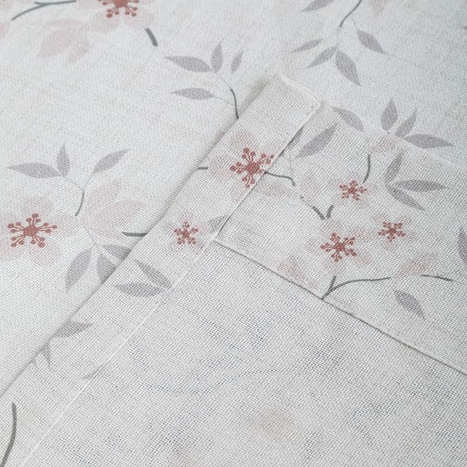 Pink Floral Pinch Pleated Linen Curtains - 2 Panels of Privacy Light-Filtering Printed Curtains Suitable for Dining Rooms and Farmhouses.40 Inches Wide by 102 Inches Long