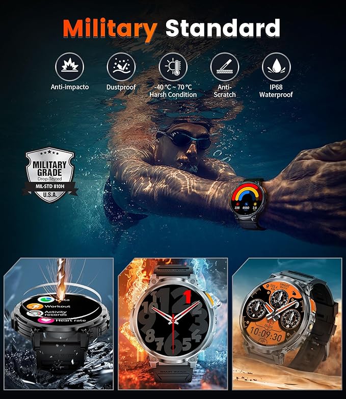 LIGE Smart Watch with Make/Answer Call,1.85" HD Screen Smart Watches with 730mAh Battery/Flashlight//120 Sports Mode Fitness Tracker/Sleep Monitoring/Heart Rate Monitoring, iOS Android Military Watch