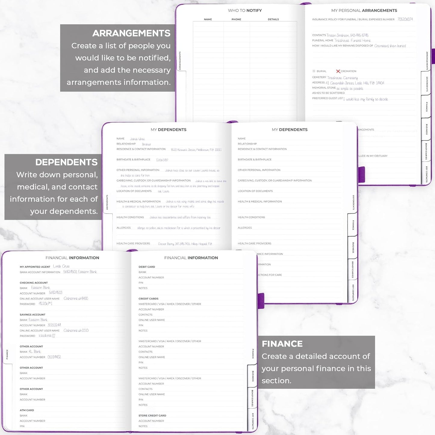 Clever Fox Large End of Life Planner – Guided Final Arrangements Organizer Notebook for Instructions, Beneficiary Info, Will Preparation, Last Wishes & Funeral Planning – 8.5" x 11" (Purple)