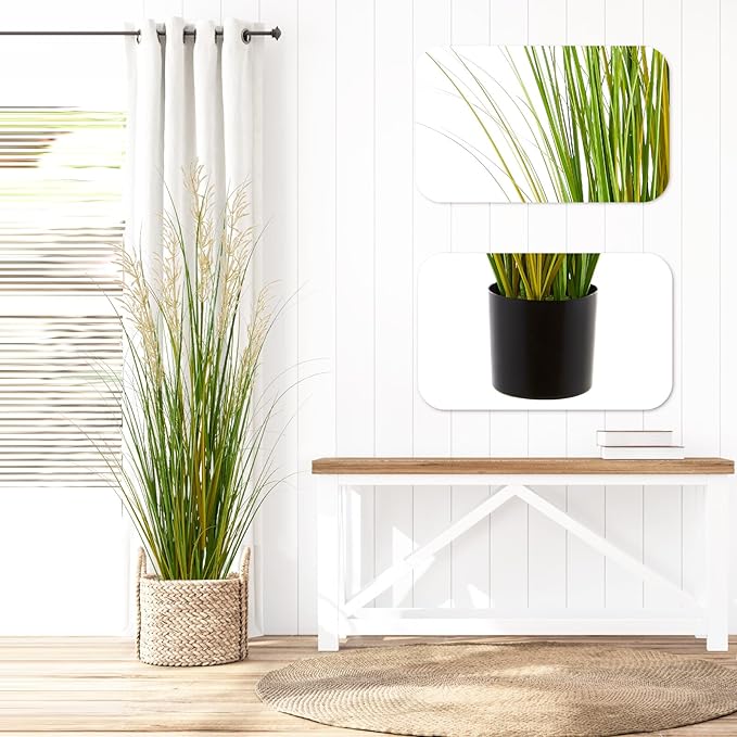 Artificial Plant, 47in Tall Pampas Grass, Faux House Plants in Pot, Indoor Decorative Flowers &Greenery for Home and Office, Ideal Housewarming Gift