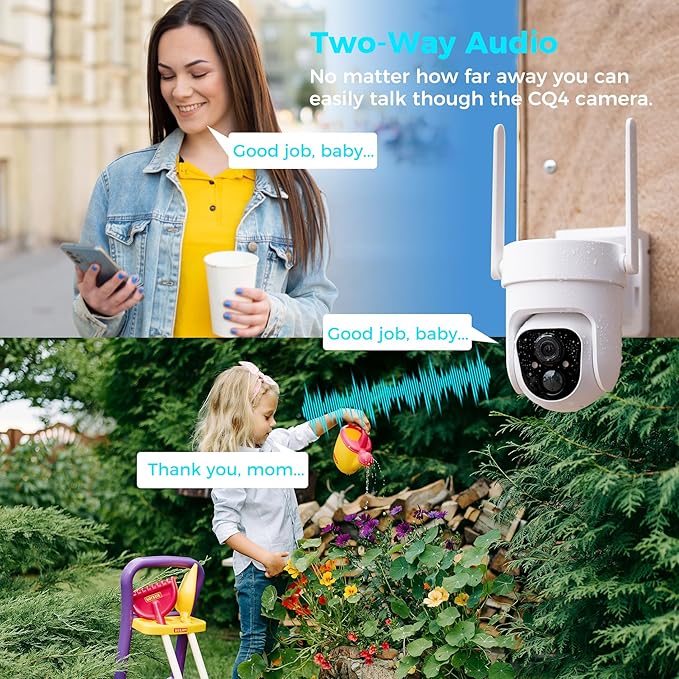 Vicohome 4CQ4 2K AI Solar Security Camera Wireless Outdoor, Battery Powered Cam, Color Night Vision, Two Way Audio, Motion Detection, Easy to Setup, Audible Flashlight Siren 180 Days Exchange Policy