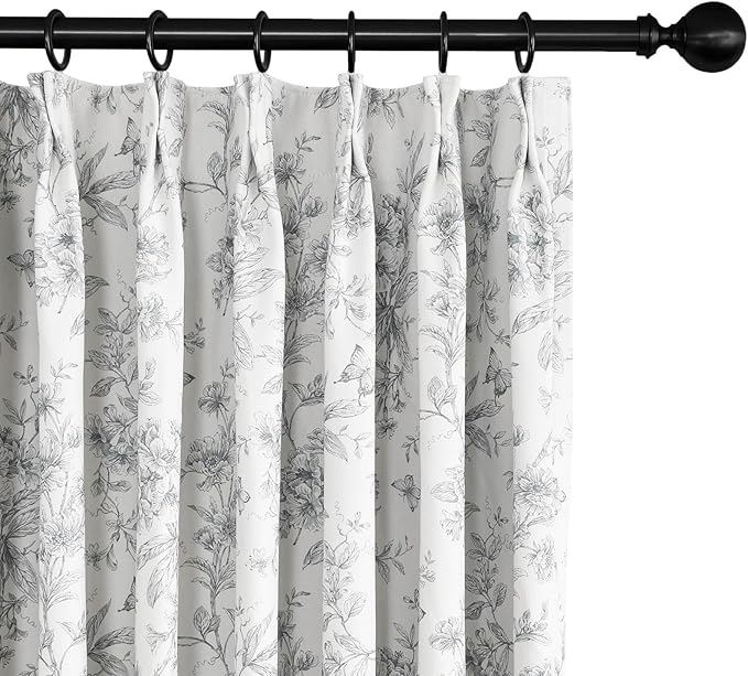 Pinch Pleated Vintage Floral Curtains - Room Darkening Drapes for Bedroom Living Room.2 Panels,150 Inches Wide 88 Inches Long