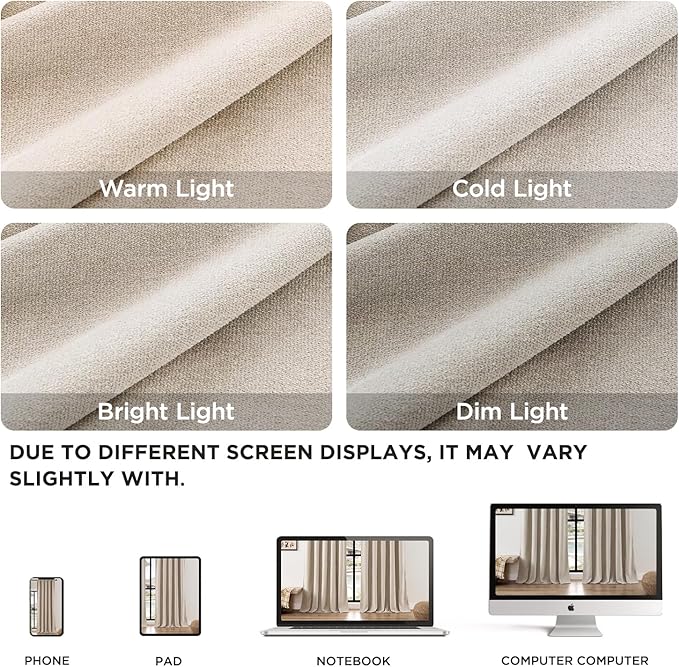 Joydeco Faux Linen Curtains 108 Inch Length 2 Panels Set, Light Filtering Curtains for Bedroom, Living Room Drapes with Rod Pockets (52x108 inch, Thick Linen)