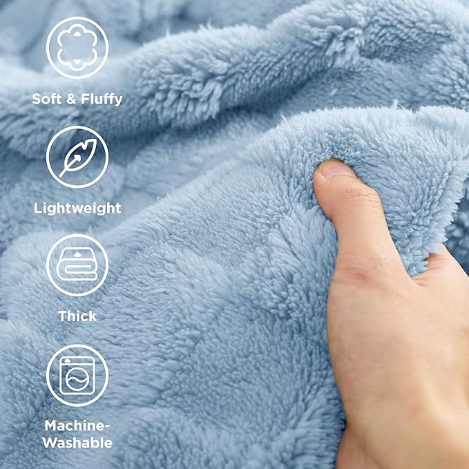 Bedsure GentleSoft Light Blue Throw Blanket for Couch - Checkered Fleece Blankets Gifts for Women Men Girls, Cute Soft Cozy Throw for Bedroom Home Decor Gifts, 50x60 Inches