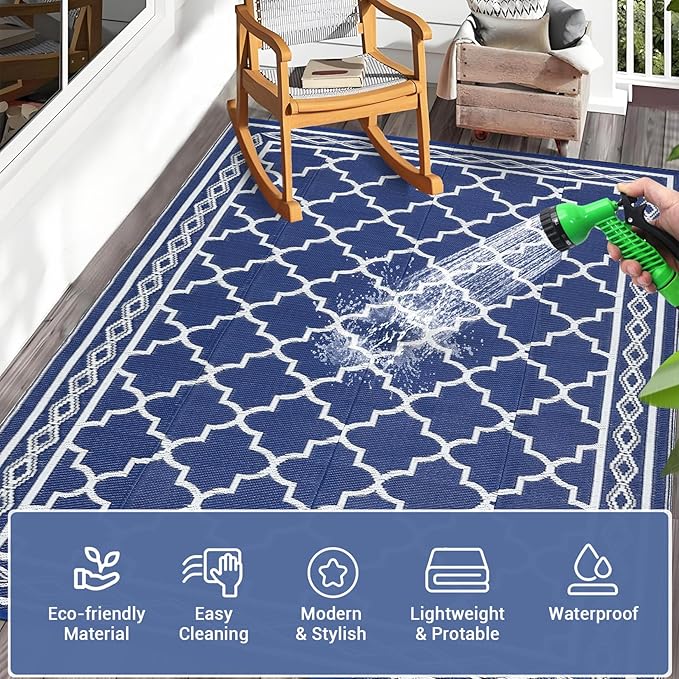 GAOMON Outdoor Rug for Patio Reversible Plastic Camping Rugs