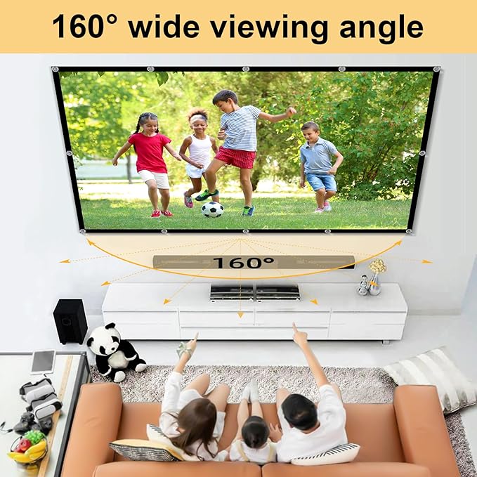 Foldable 120-inch Projector Screen,XINLEMY 4k 16:9 Anti-Crease Portable Washable Projector Backing Black Absorbs Light Movies Screens for Home Theater Backyard Indoor and Outdoor Camping