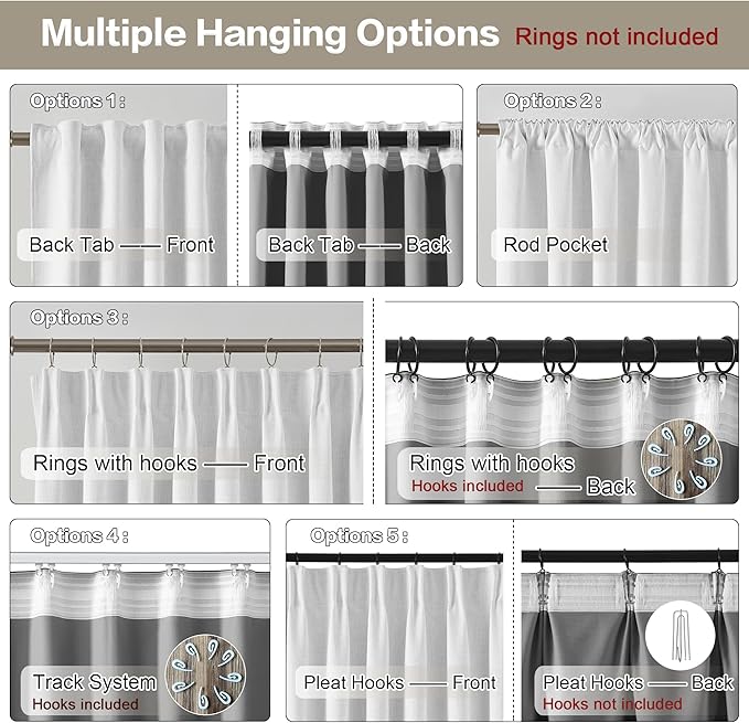 RAIN CITY Snow White Blackout Curtains 94 Inch Long Room Darkening Back Tab Linen Drapery Hook Curtains Patio Door 2 Panels 50 Wide 94 Length