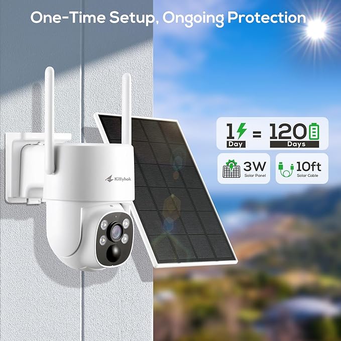 Kittyhok Solar Security Camera System Wireless Outdoor | 10pcs 2K Ultr Pan Tilt Home Solar Security Camera with Human Detection, Spotlight | 10CH Smart NVR, 60 Days Local Storage, 0 Monthly Fee
