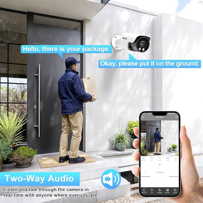 5MP PoE Camera, Outdoor Bullet Security Surveillance IP Camera IP67 Rating, Smart Dual Light Color Night Vision, Two-Way Audio, 2.8mm Lens 110° Wide Angle, Human&Vehicle Detection, INB5GD37Y