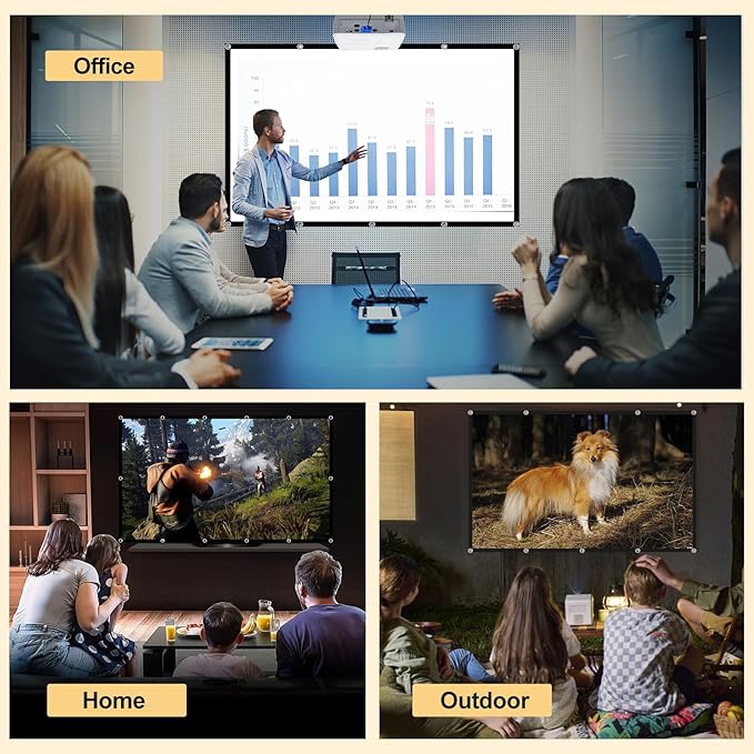 Foldable 84-inch Projector Screen,XINLEMY 4k 16:9 Anti-Crease Portable Washable Projector Backing Black Absorbs Light Movies Screens for Home Theater Backyard Indoor and Outdoor Camping