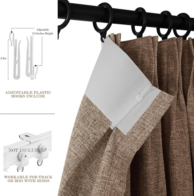 150 Inches Extra Wide Room Divider Draperies, Pinch Pleat Drapes, Absolutely Blackout Sliding Door Drapery, Total Privacy Ceiling Track Curtains, 150" W by 96" L, Taupe (1 Panel)