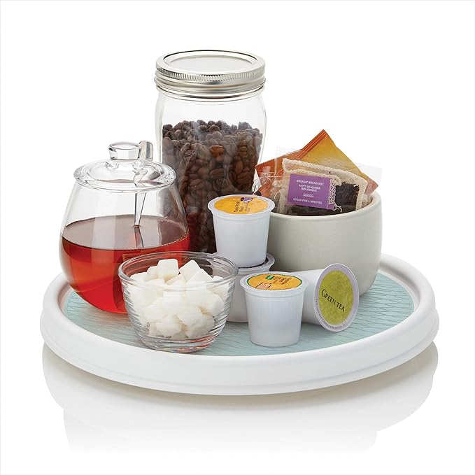 Copco Basics Non-Skid Pantry Cabinet Lazy Susan Turntable, 12-Inch, White (Pack of 2)