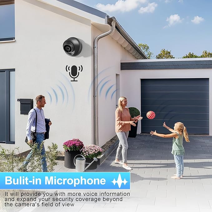 5MP IP PoE Camera, Security Dome Surveillance Camera Outdoor Indoor, 2.8mm Lens Wide Angle 110°, Night Vision 100ft, Built-in Mic, Smart Human/Vehicle Detection, IND5GR93A-B (Black)