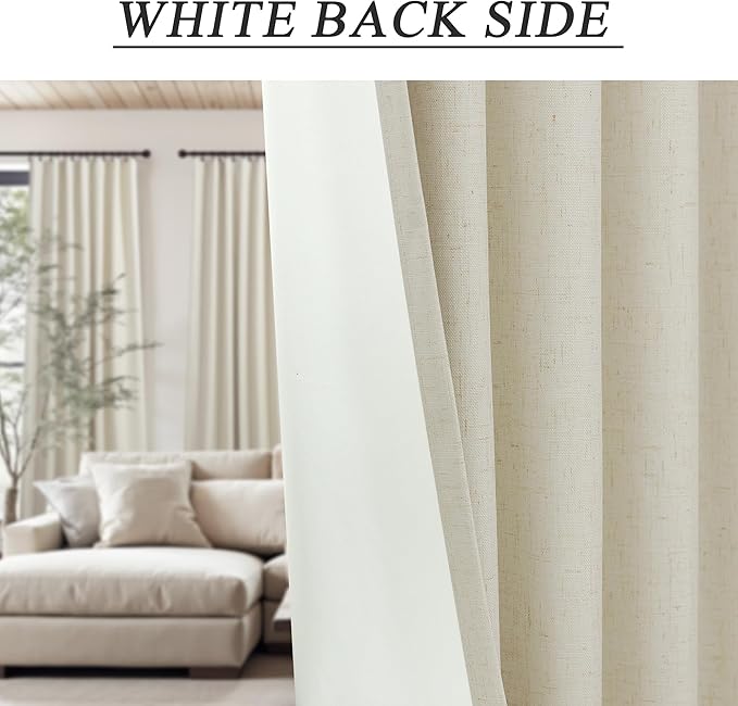 DANCURTON 80 Inch Blackout Curtains Back Tab Beige Black Out Earth Tone Primitive Curtains Thermal Insulated Custom Drapes for Living Room Bedroom 2 Panels Pleated Curtains 80 Inch Long 52x80 Length