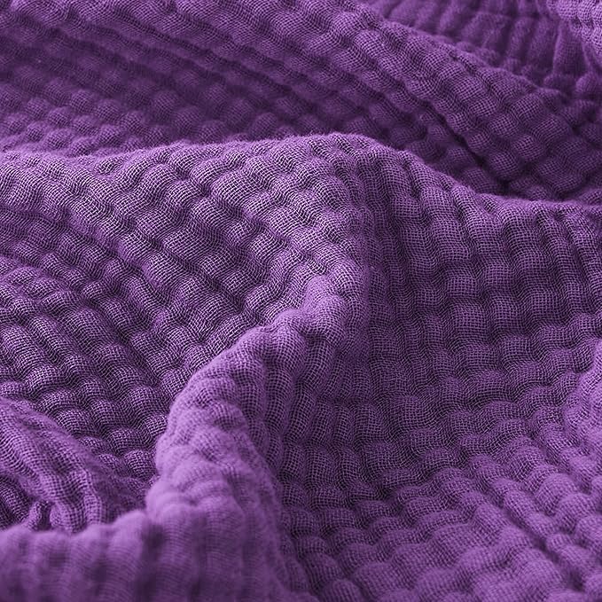 EMME Cotton Muslin Twin Blanket Breathable Gauze Blanket Soft Lightweight Blankets Adults Gifts for Women (Purple, 60"x80")