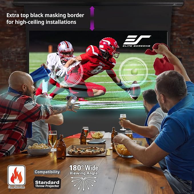 Elite Screens Saker Tab-Tension AcousticPro UHD Series, 120" Diagonal 16:9, 4K/8K Ultra HD Electric Sound Transparent Perforated Weave Drop Down Front Projector Screen, SKT120UH2-E20-AUHD
