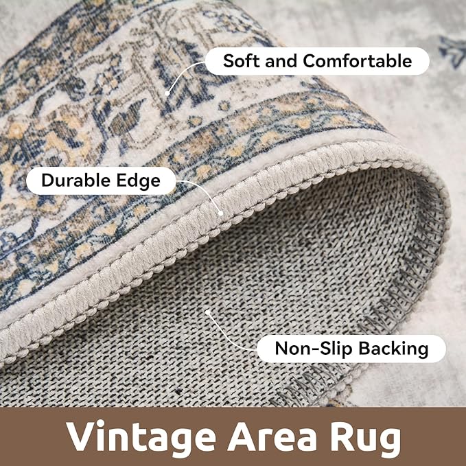 AMOAMI Vintage 3X10 Runner Rug Non Slip Soft Runners for Hallways Washable Hallway Runner Bedside Rugs for Bedroom Long Rug for Hallways Entryway Laundry Room Stair Kitchen Bathroom