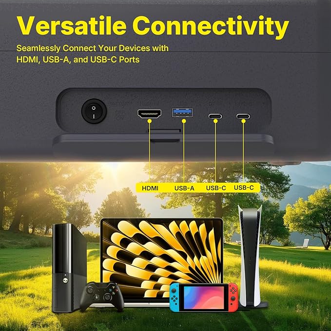 MP Mobile Pixels 27" Pixcase Computer Monitor, 1080P Touchscreen with 16GB RAM, Google Play Access, 40W Speakers, Compact Suitcase Design, Gamepad & Remote Included, Windows/Mac/Switch/Consoles