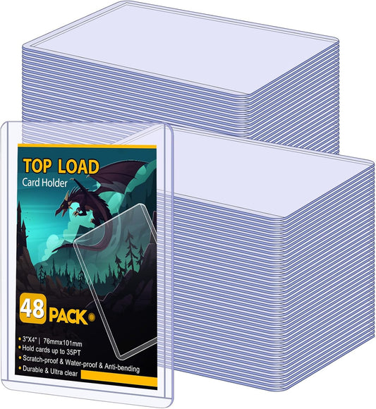 48 Count Topload Card Holder, Sooez 35PT Topload Card Protector, 3" x 4" Hard Plastic Card Sleeves, Baseball Card Protector, Rigid Toploading Card Case for Collectible Trading Sports Cards