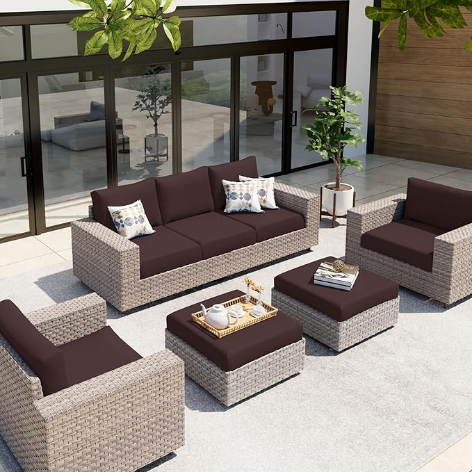 hyha Waterproof Couch Cushion Covers, Stretch Sofa Couch Seat Slipcover for Dog Washable, Non-Slip Waterproof Outdoor Cushion Covers for Patio Furniture Replacement (1 Piece for Small, Chocolate)