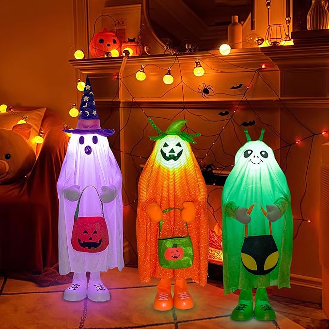 32" Front Porch Light up Halloween Figure Décor, Kit Standing Trick or Treat Indoor and Outdoor Decorations-Alien