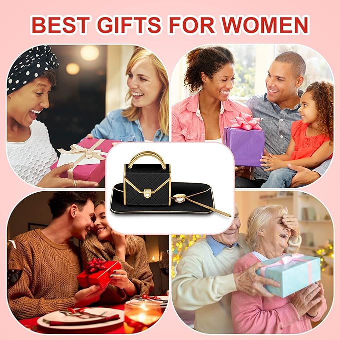 Zubebe 1 Set Coffee Mug Elegant Handbag Shaped Cup Modern Ceramic Purse Mug with Spoon and Saucer, 10oz Cute Creative Tea Cup for Office Home Woman Girls Gift (Black)
