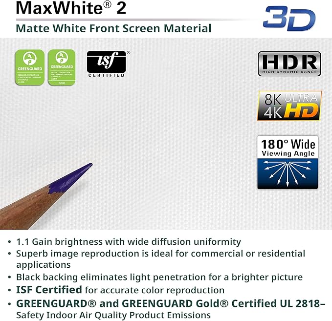 Elite Screens Manual Series, 120-INCH 16:9, Pull Down Manual Projector Screen with 24-INCH DROP, Movie Home Theater 8K / 4K Ultra HD 3D Ready, 2-YEAR WARRANTY , M120XWH-E24