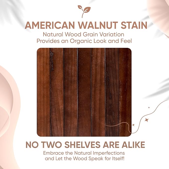 Homeforia Walnut 12 inch Floating Shelf, High End Solid Real Wood Small 12inch Floating Shelves for Wall Mounted, Dark Brown 12in Floating Shelves, Heavy Duty Bracket, 12 X 6.5 X 1.75 inches, Set of 2