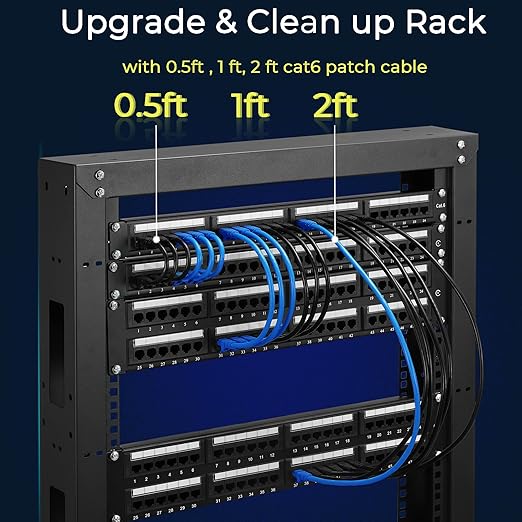 Rapink Patch Cables Cat6 5ft (24 Pack), Ethernet Patch Cable 10G Support, Cat 6 Patch Cable for Patch Panel to Switch, Flexiable Cat 6 Ethernet Cable with Gold Plated Red