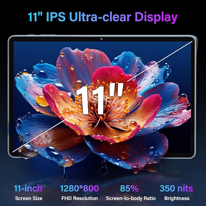 11 Inch Tablet Android 15 Tablet, 2026 Tablets with keyboard, 24GB+256GB+2TB Expand, 2 in 1 Tablets with Case Mouse Stylus, 8000mAh Battery, Octa-Core, Supports Widevine L1, 5G WiFi, GPS (Green Case)