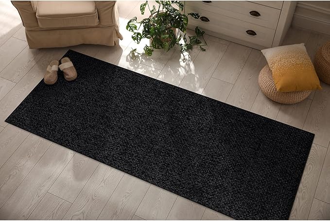 CAMILSON Easy Jute Rug 2x3, Indoor Outdoor Dark Gray Color Farmhouse Area Rugs for Living Room and Kitchen Rug, Solid Boho Woven Design, Easy-Cleaning, Washable Outside Carpet Alfombras (2 x 3)
