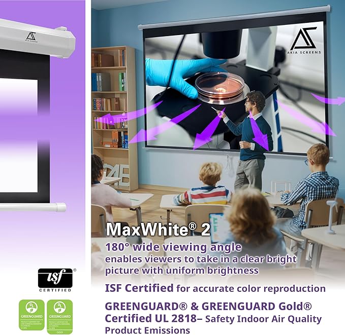 Akia Screens 100 inch Projector Screen Pull Down Manual B 16:10 8K 4K HD 3D Ceiling Wall Mount White Portable Projection Screen Retractable Auto Locking for Indoor Movie Home Theater Office AK-M100X1